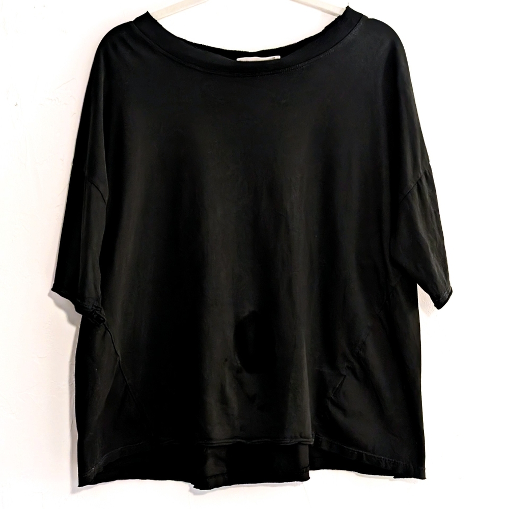 AMICI by Baci Black Cotton Drop Waist Top – Made in Italy